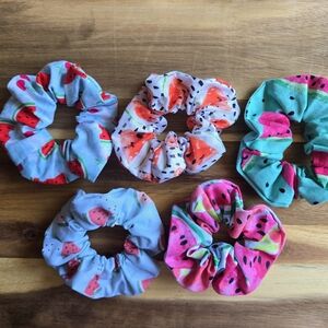 Watermelon Print Hair Scrunchies
